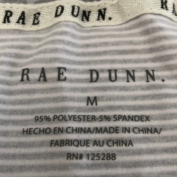 Rae Dunn SNOOZE Short Slv Scoop Neck Stripped Nightshirt Lt Heather Gray Sz M - Picture 8 of 10